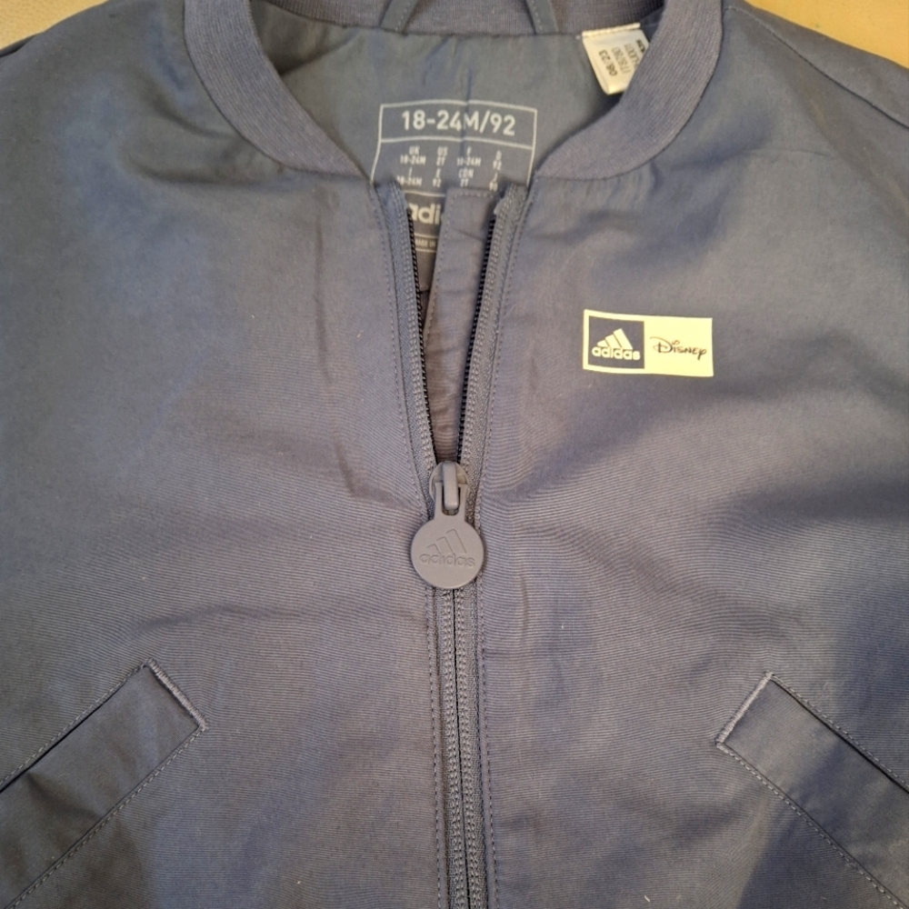 Adidas Disney Mickey Mouse Jacket Blue Zip Closure Front Pockets 2T NEW - Picture 3 of 4